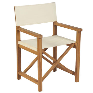 vidaXL Chaises de réalisateur 2 pcs. Pliantes Crème Bois de teck massif