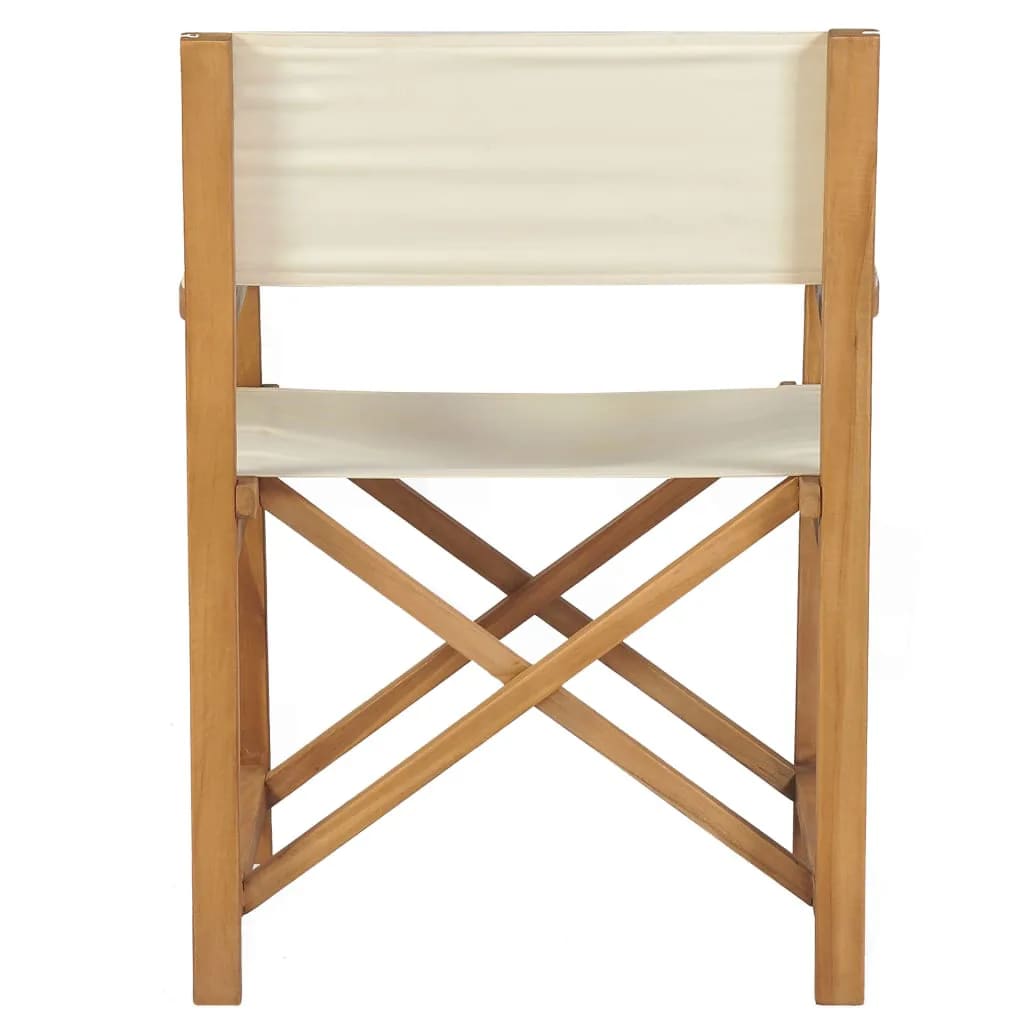 vidaXL Chaises de réalisateur 2 pcs. Pliantes Crème Bois de teck massif