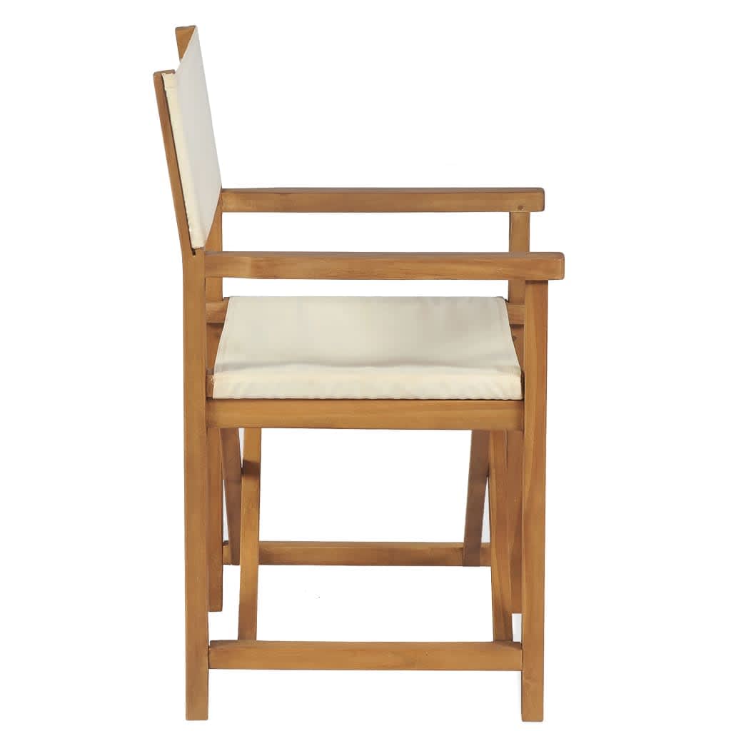vidaXL Chaises de réalisateur 2 pcs. Pliantes Crème Bois de teck massif