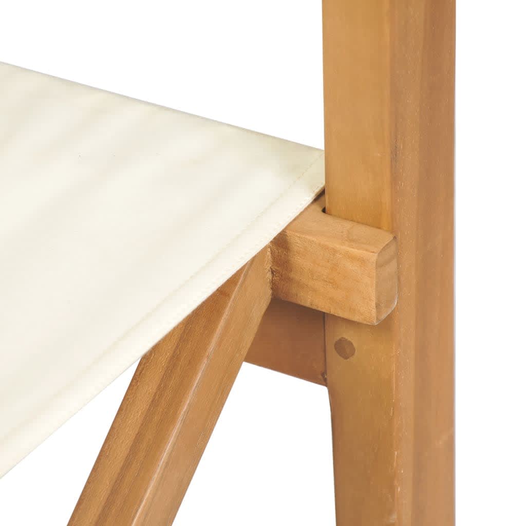vidaXL Chaises de réalisateur 2 pcs. Pliantes Crème Bois de teck massif