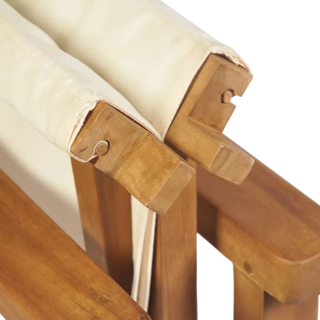 vidaXL Chaises de réalisateur 2 pcs. Pliantes Crème Bois de teck massif