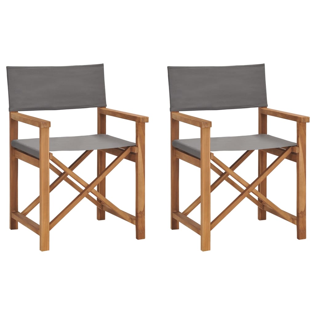 vidaXL Regiestühle 2 Stk. Klappbar Grau Massivholz Teak