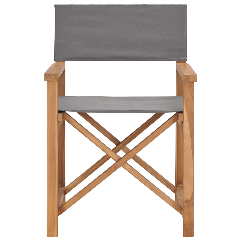 vidaXL Regiestühle 2 Stk. Klappbar Grau Massivholz Teak