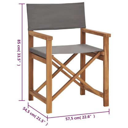 vidaXL Regiestühle 2 Stk. Klappbar Grau Massivholz Teak