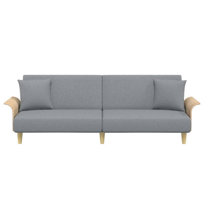 vidaXL Schlafsofa mit Armlehnen Hellgrau Stoff