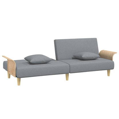 vidaXL Schlafsofa mit Armlehnen Hellgrau Stoff