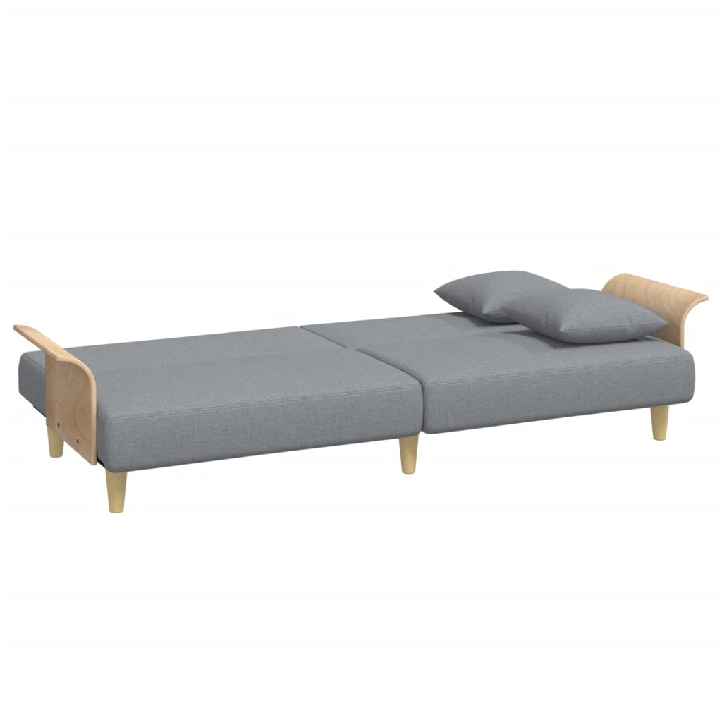 vidaXL Schlafsofa mit Armlehnen Hellgrau Stoff