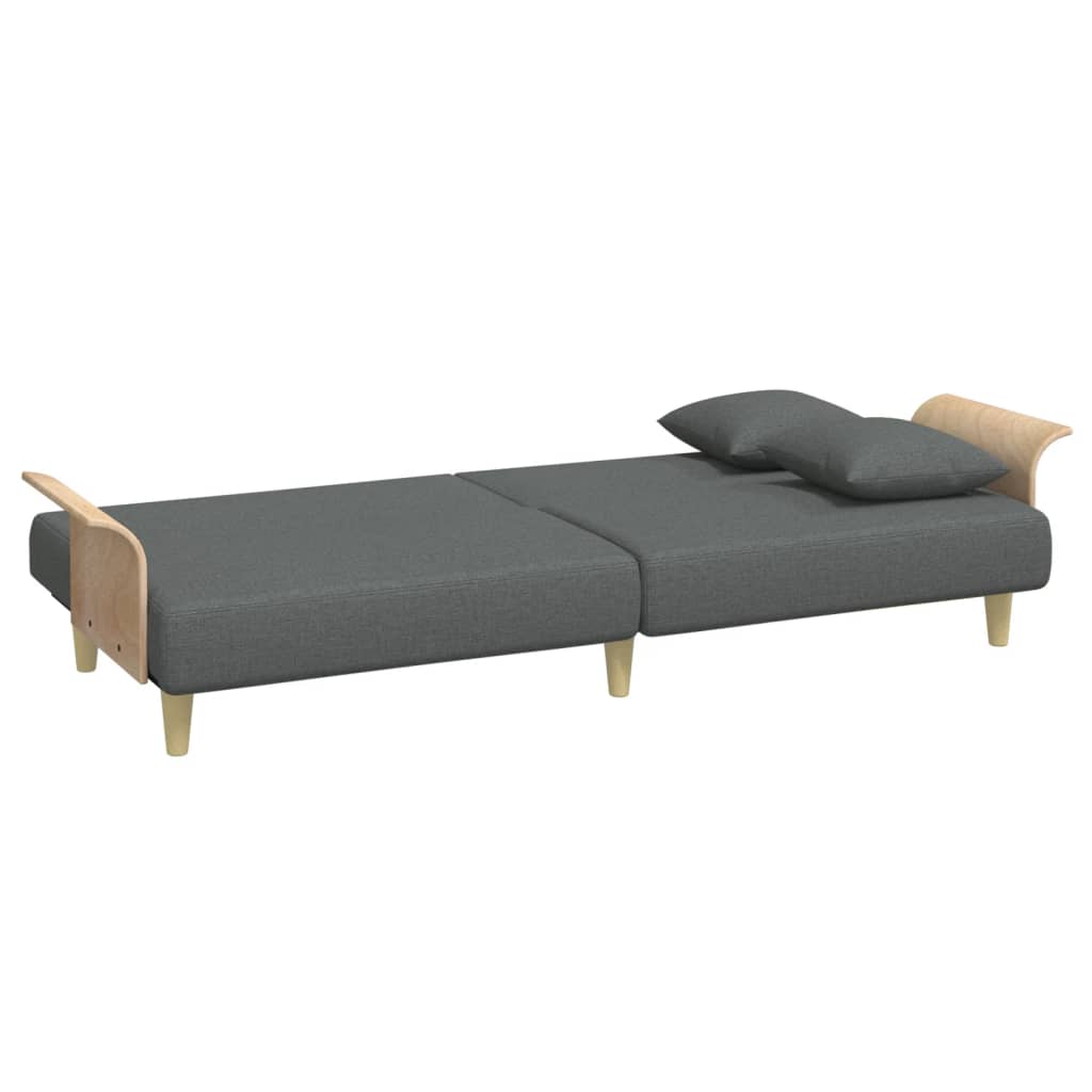 vidaXL Schlafsofa mit Armlehnen Dunkelgrau Stoff