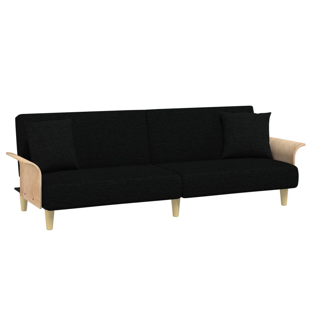vidaXL Schlafsofa mit Armlehnen Schwarz Stoff