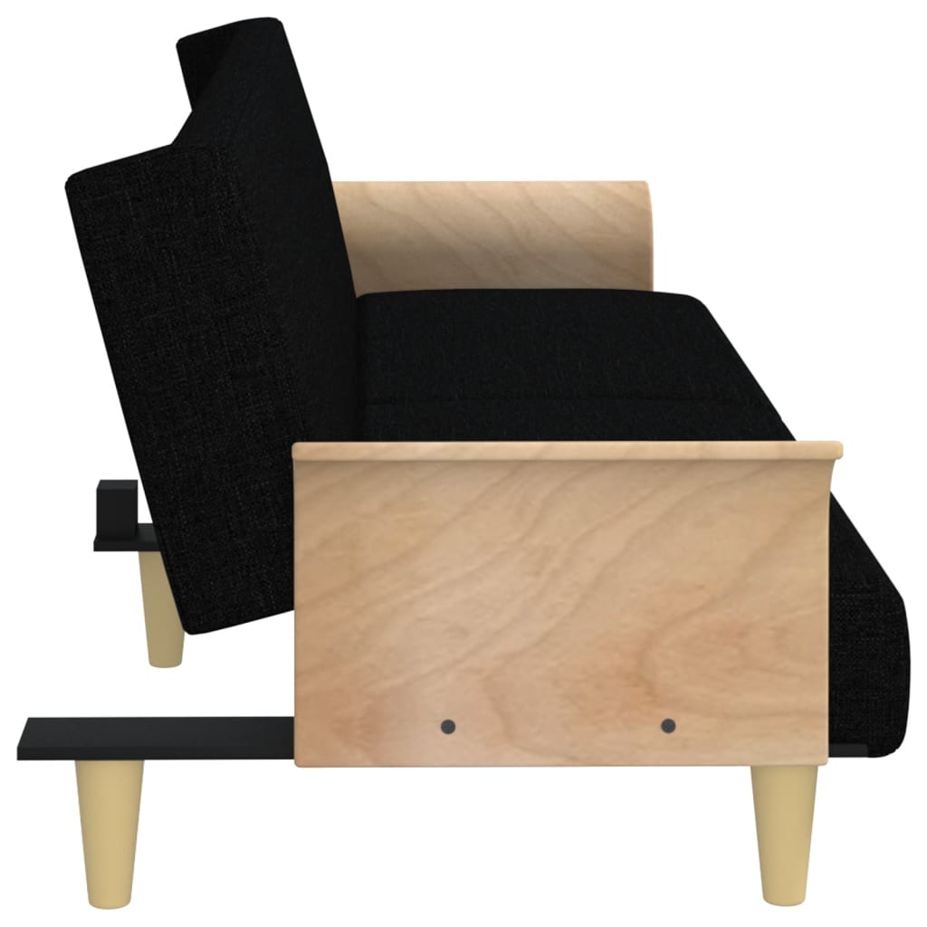 vidaXL Schlafsofa mit Armlehnen Schwarz Stoff