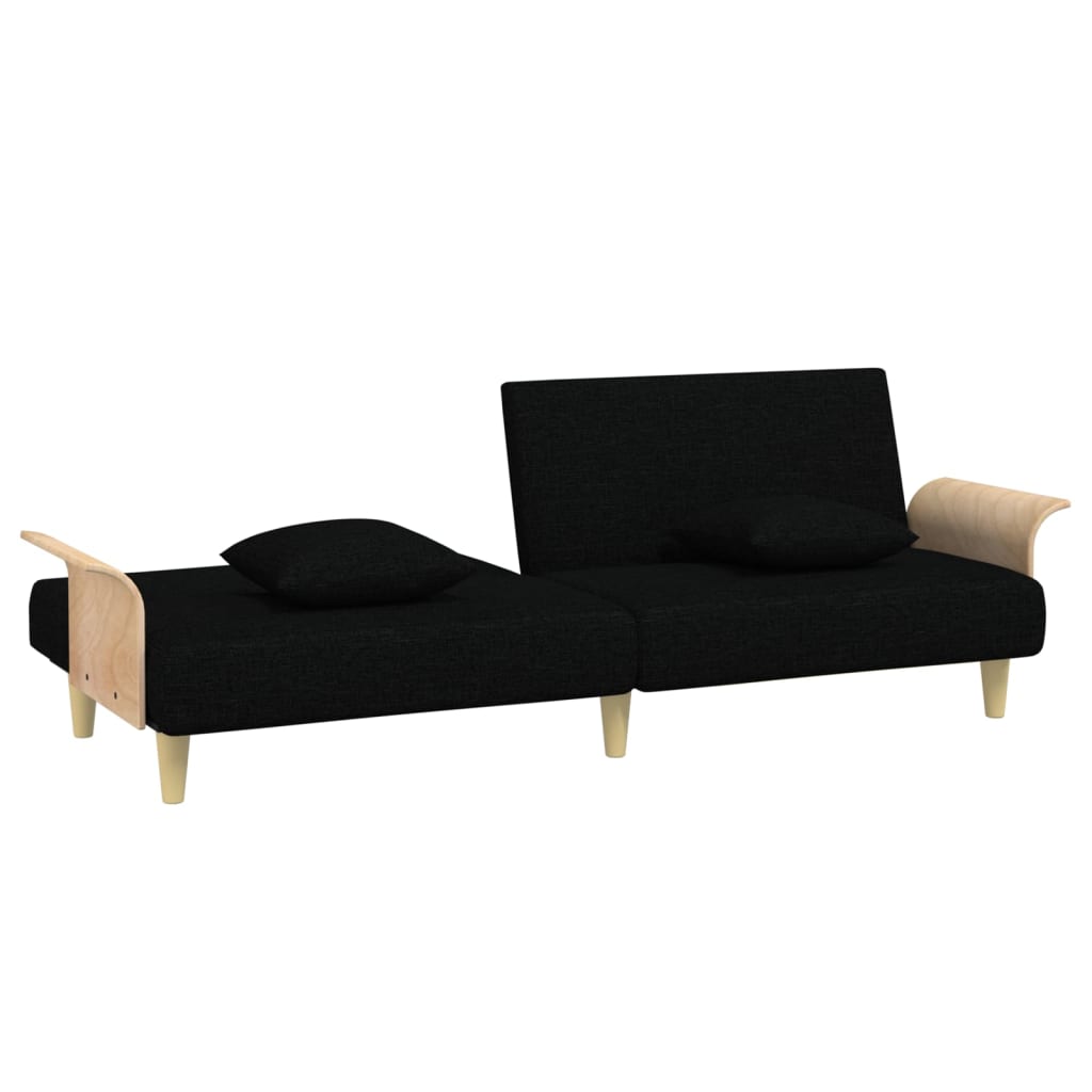 vidaXL Schlafsofa mit Armlehnen Schwarz Stoff