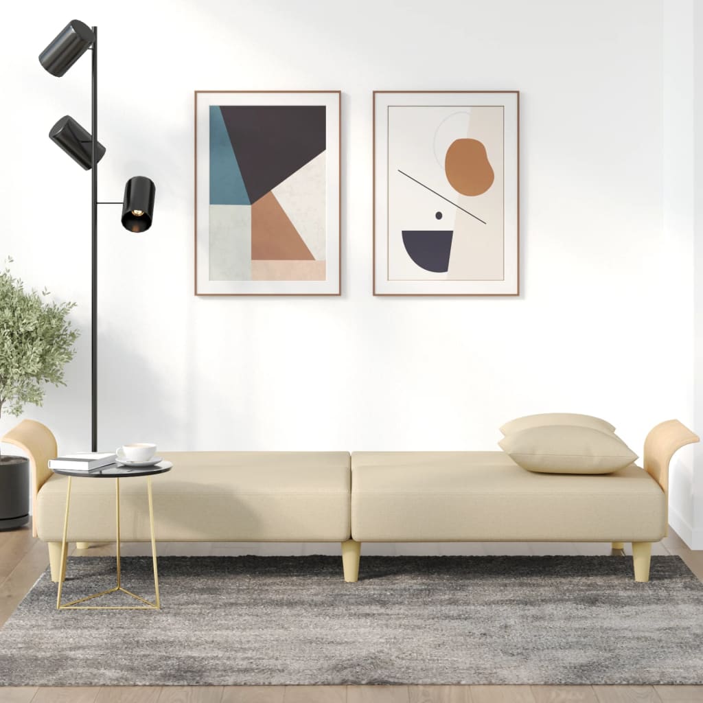 vidaXL Schlafsofa mit Armlehnen Creme Stoff
