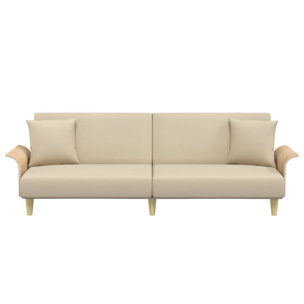 vidaXL Schlafsofa mit Armlehnen Creme Stoff