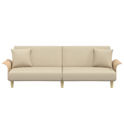 vidaXL Schlafsofa mit Armlehnen Creme Stoff