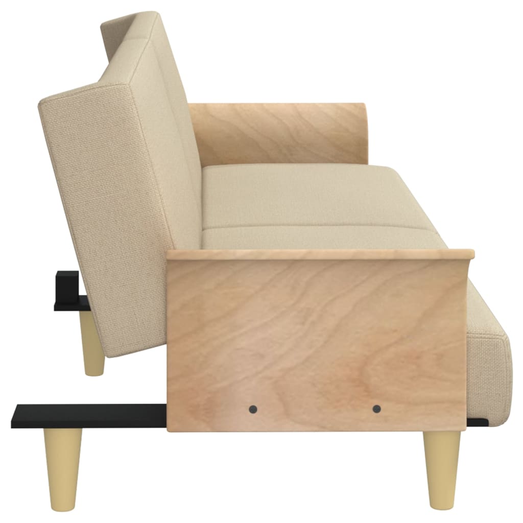 vidaXL Schlafsofa mit Armlehnen Creme Stoff