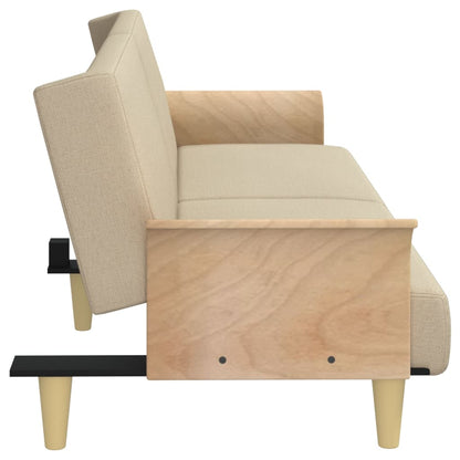 vidaXL Schlafsofa mit Armlehnen Creme Stoff