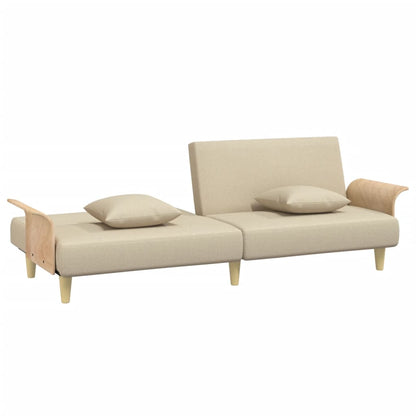 vidaXL Schlafsofa mit Armlehnen Creme Stoff