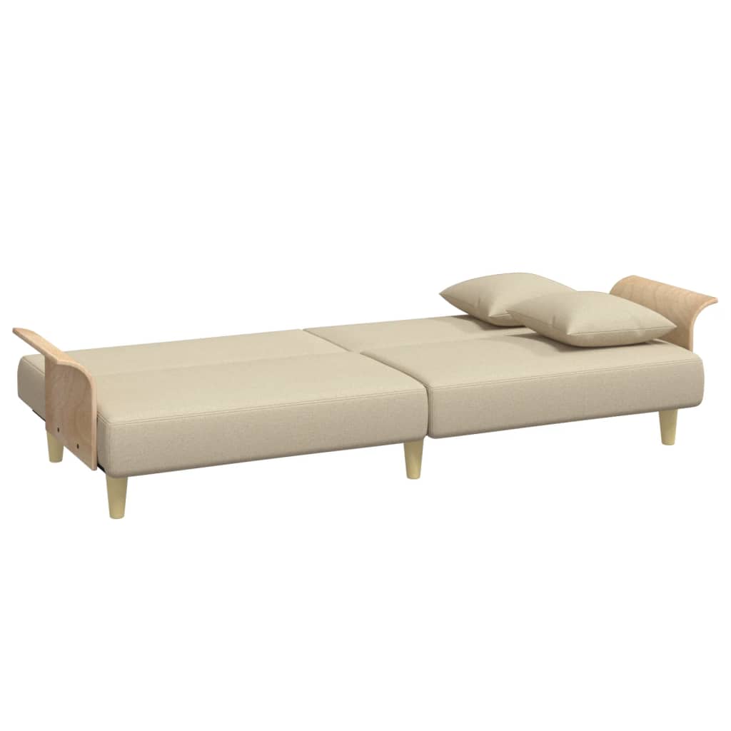 vidaXL Schlafsofa mit Armlehnen Creme Stoff