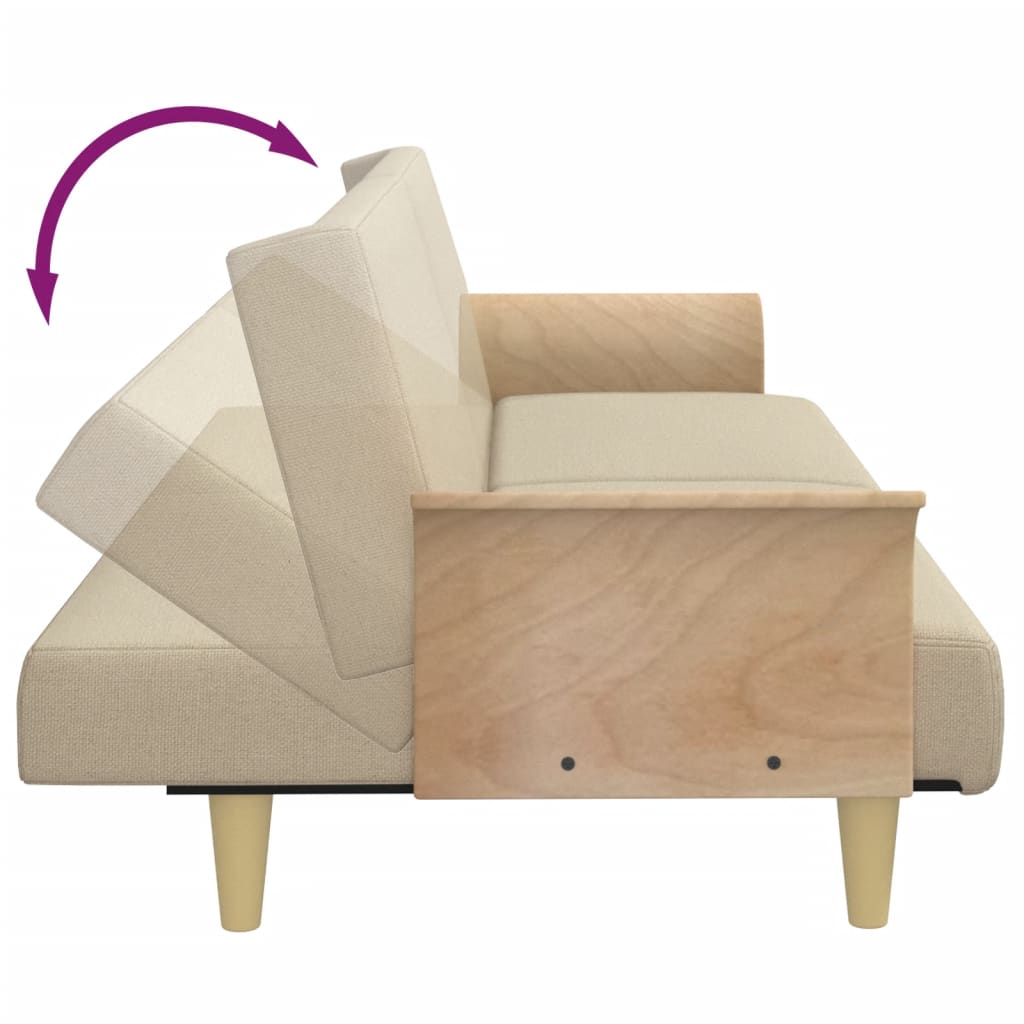 vidaXL Schlafsofa mit Armlehnen Creme Stoff