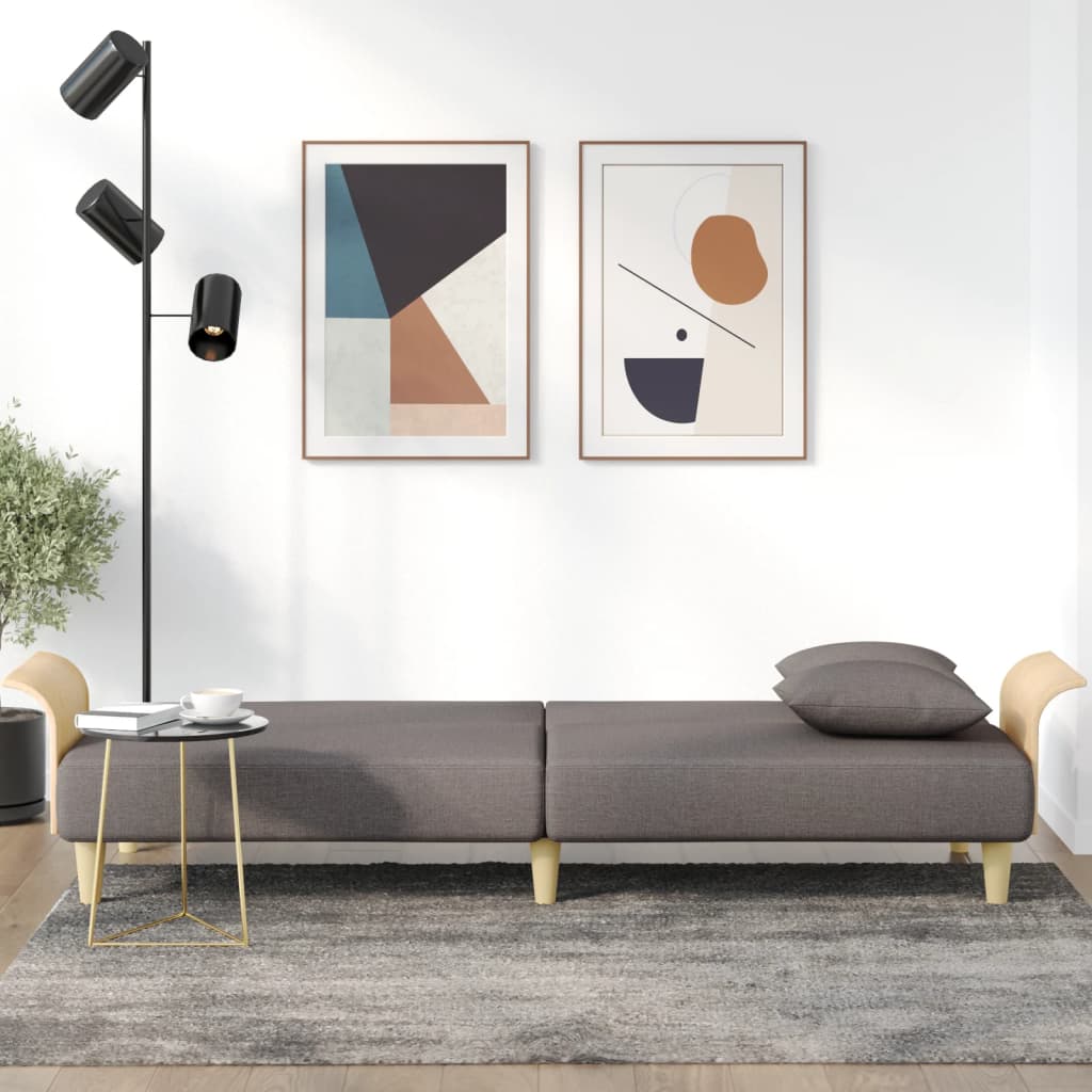 vidaXL Schlafsofa mit Armlehnen Taupe Stoff