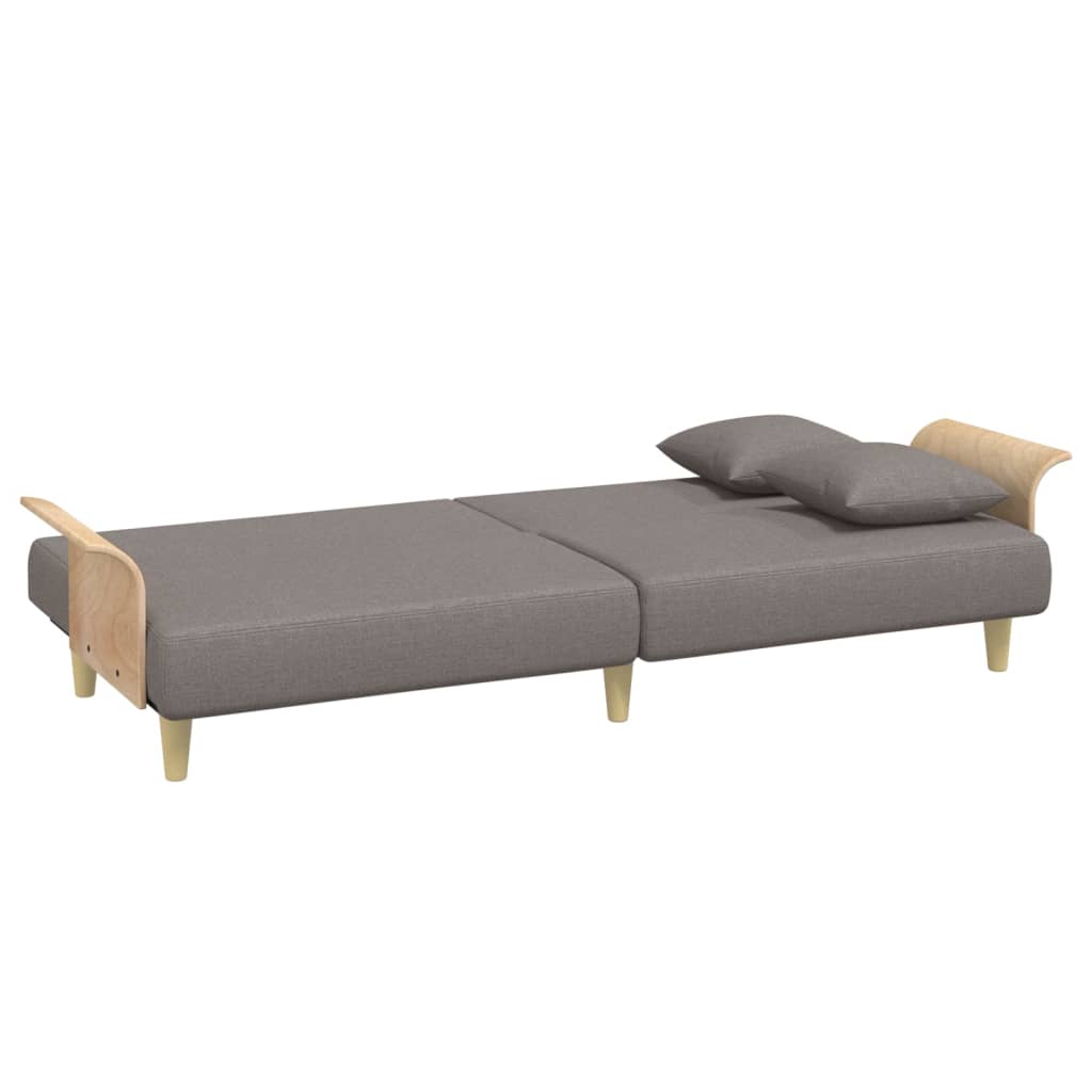 vidaXL Schlafsofa mit Armlehnen Taupe Stoff