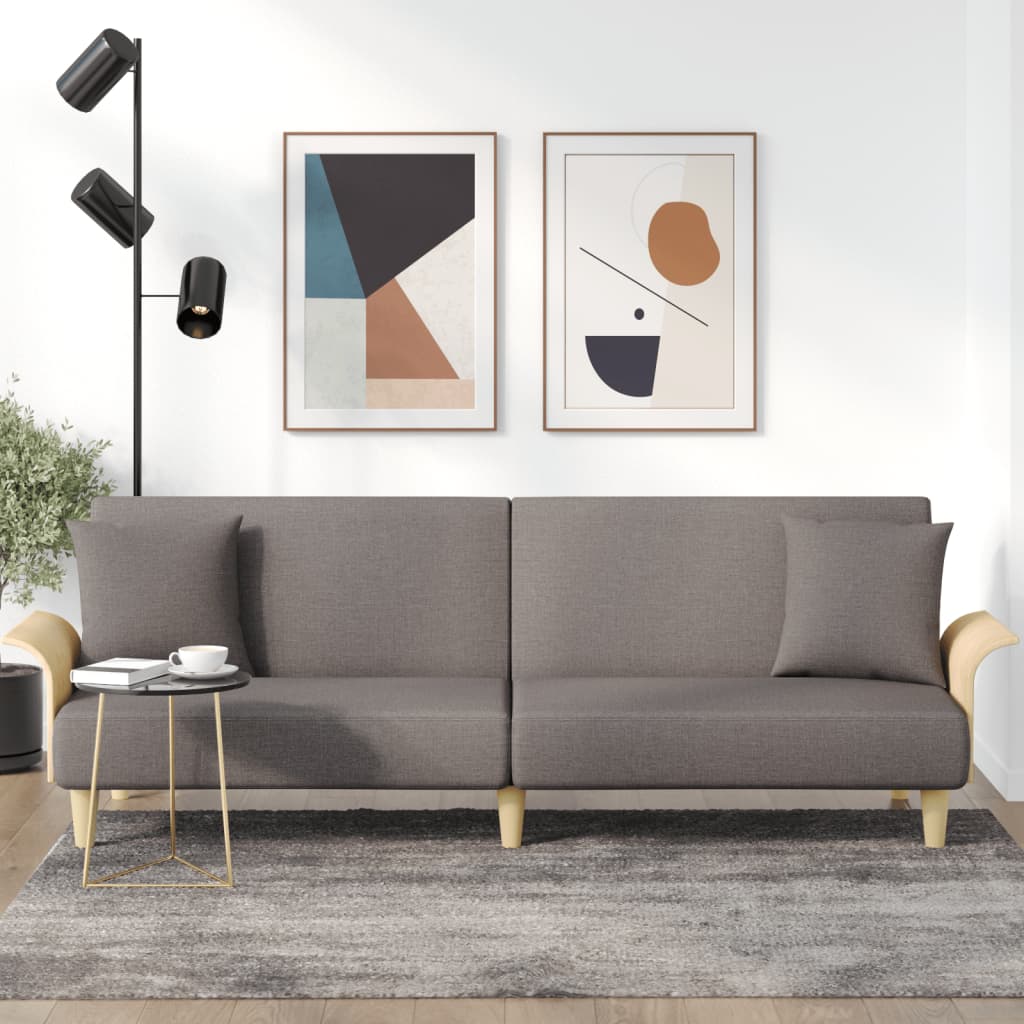 vidaXL Schlafsofa mit Armlehnen Taupe Stoff