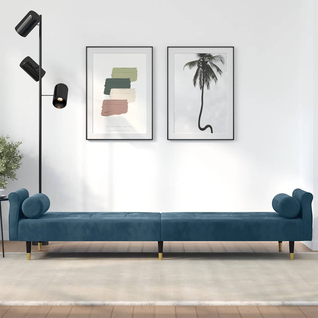 vidaXL Schlafsofa mit Kissen Blau Samt