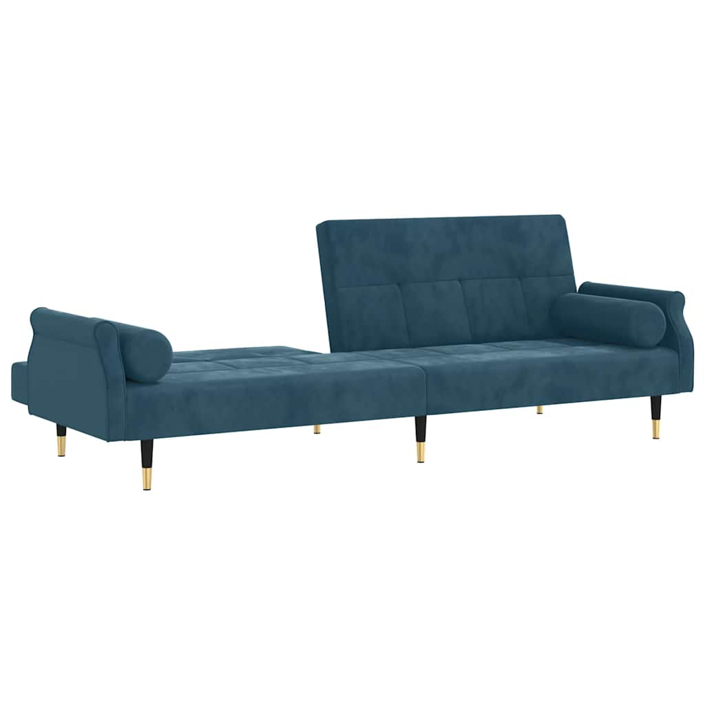vidaXL Schlafsofa mit Kissen Blau Samt