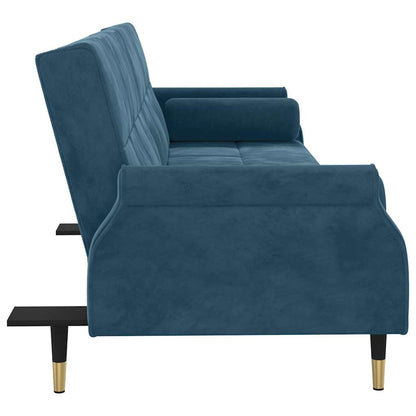 vidaXL Schlafsofa mit Kissen Blau Samt