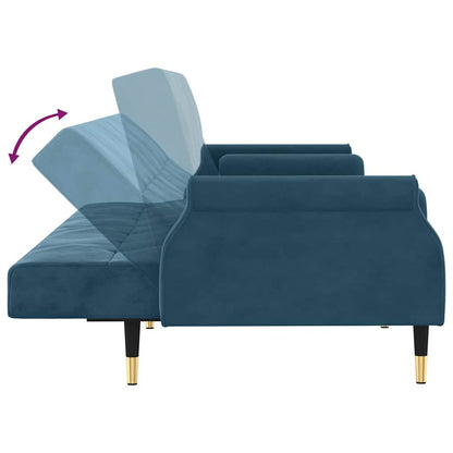 vidaXL Schlafsofa mit Kissen Blau Samt