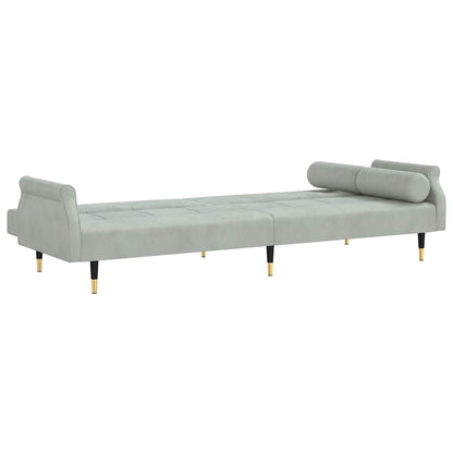 vidaXL Schlafsofa mit Kissen Hellgrau Samt
