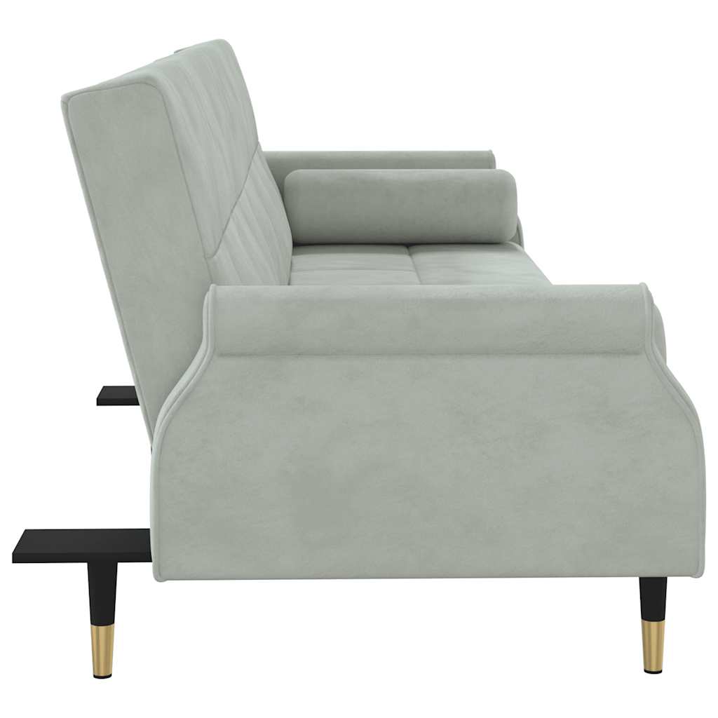 vidaXL Schlafsofa mit Kissen Hellgrau Samt