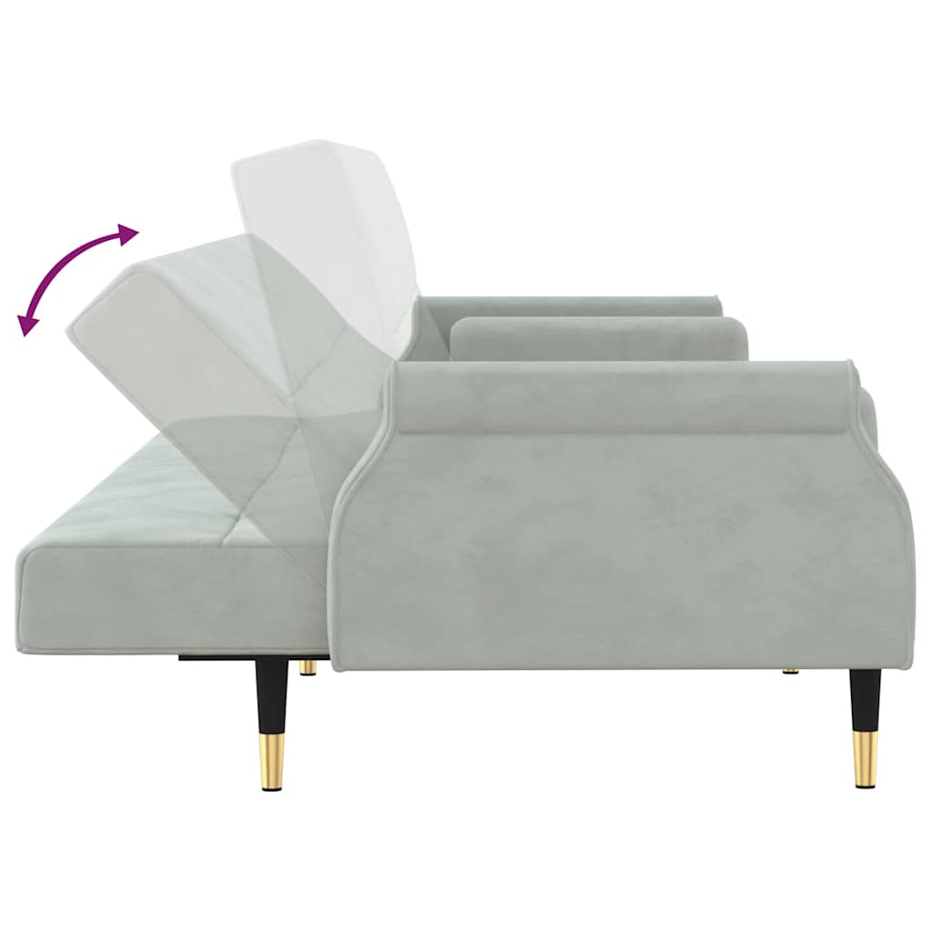 vidaXL Schlafsofa mit Kissen Hellgrau Samt