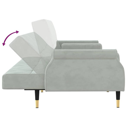 vidaXL Schlafsofa mit Kissen Hellgrau Samt
