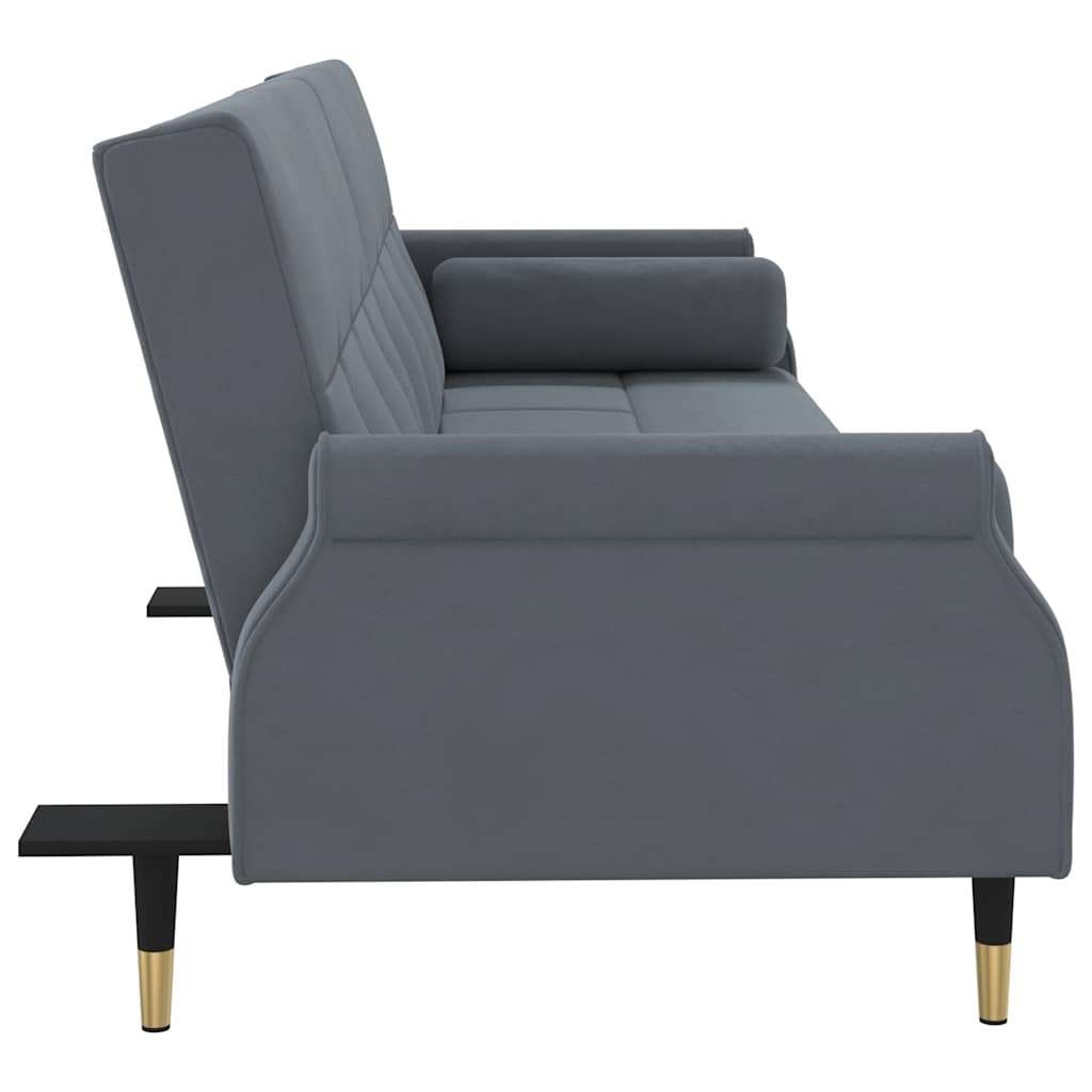 vidaXL Schlafsofa mit Kissen Dunkelgrau Samt