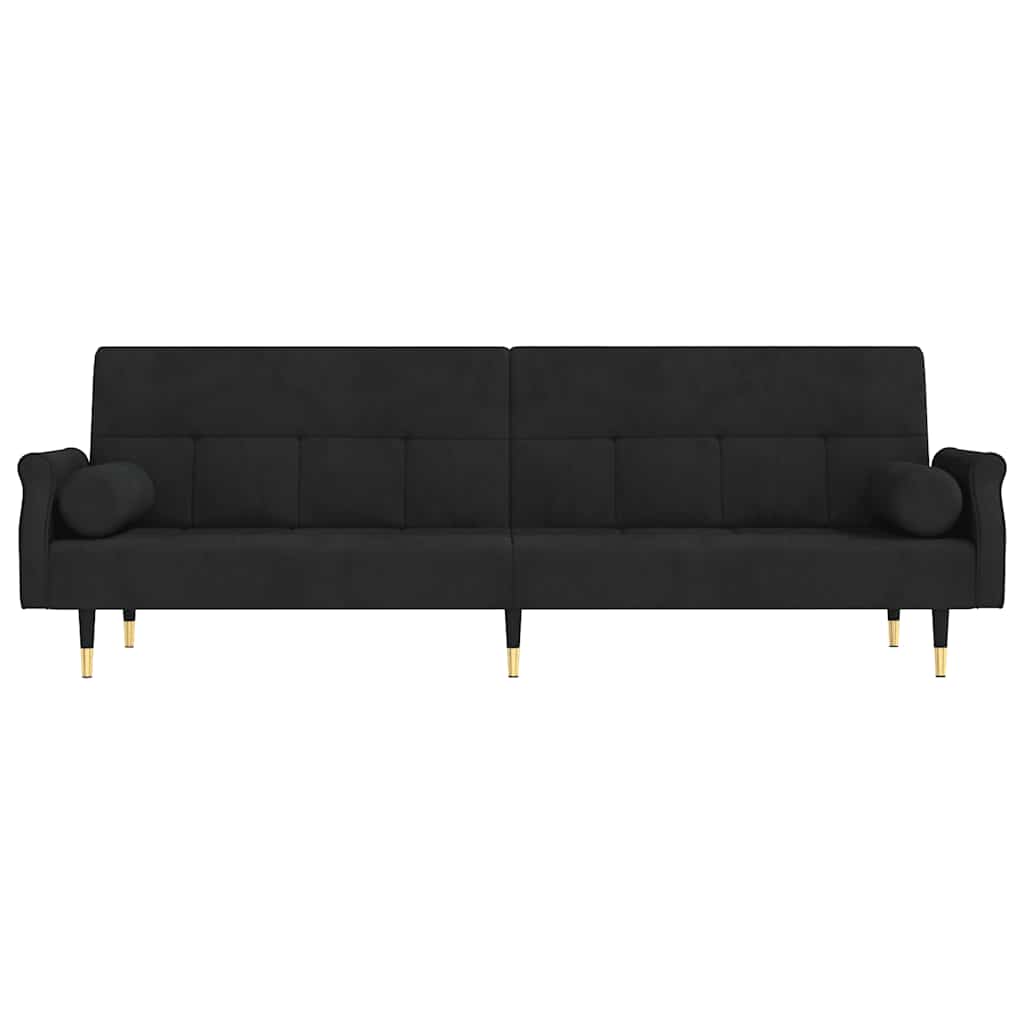 vidaXL Schlafsofa mit Kissen Schwarz Samt