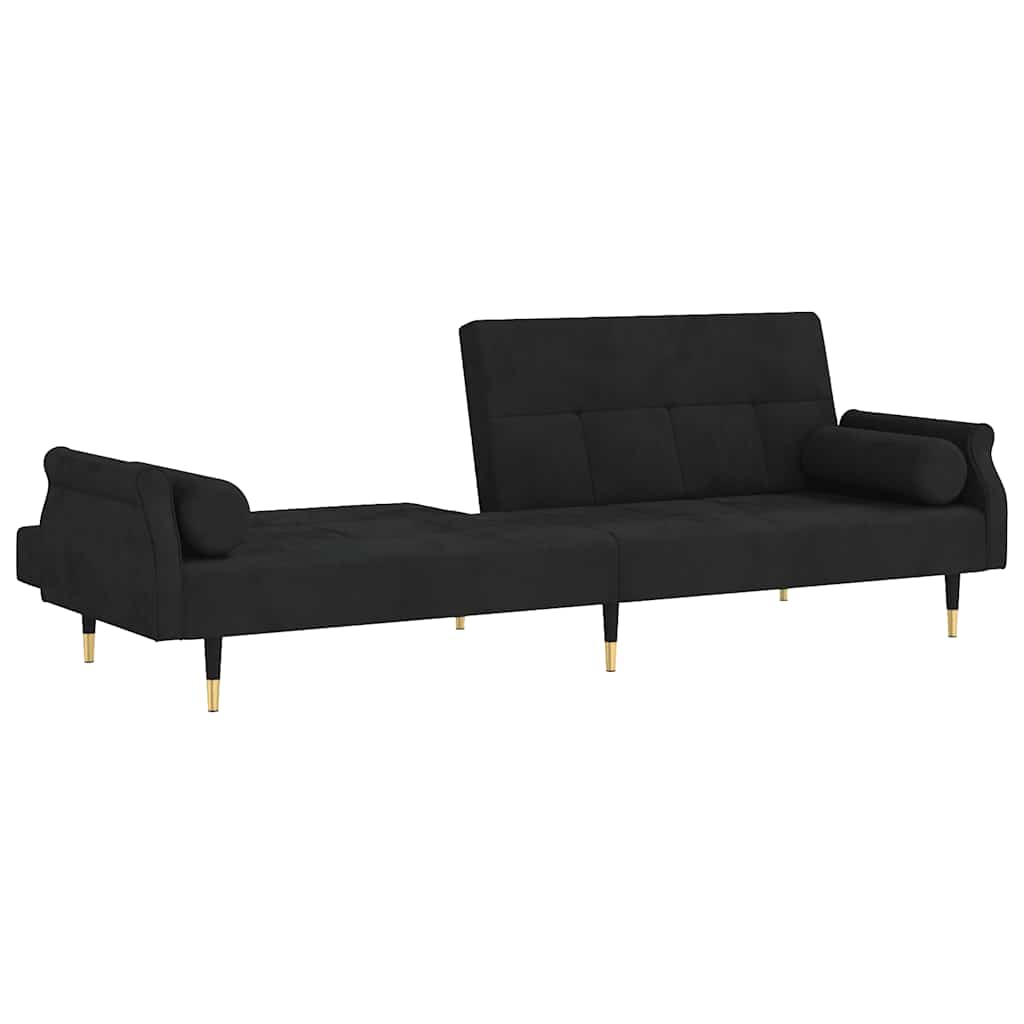vidaXL Schlafsofa mit Kissen Schwarz Samt