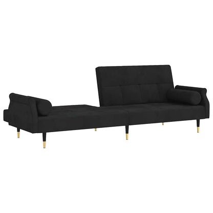vidaXL Schlafsofa mit Kissen Schwarz Samt