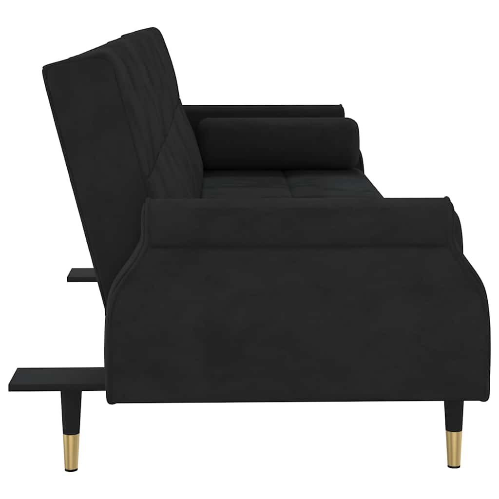 vidaXL Schlafsofa mit Kissen Schwarz Samt