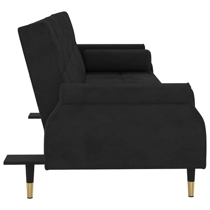 vidaXL Schlafsofa mit Kissen Schwarz Samt
