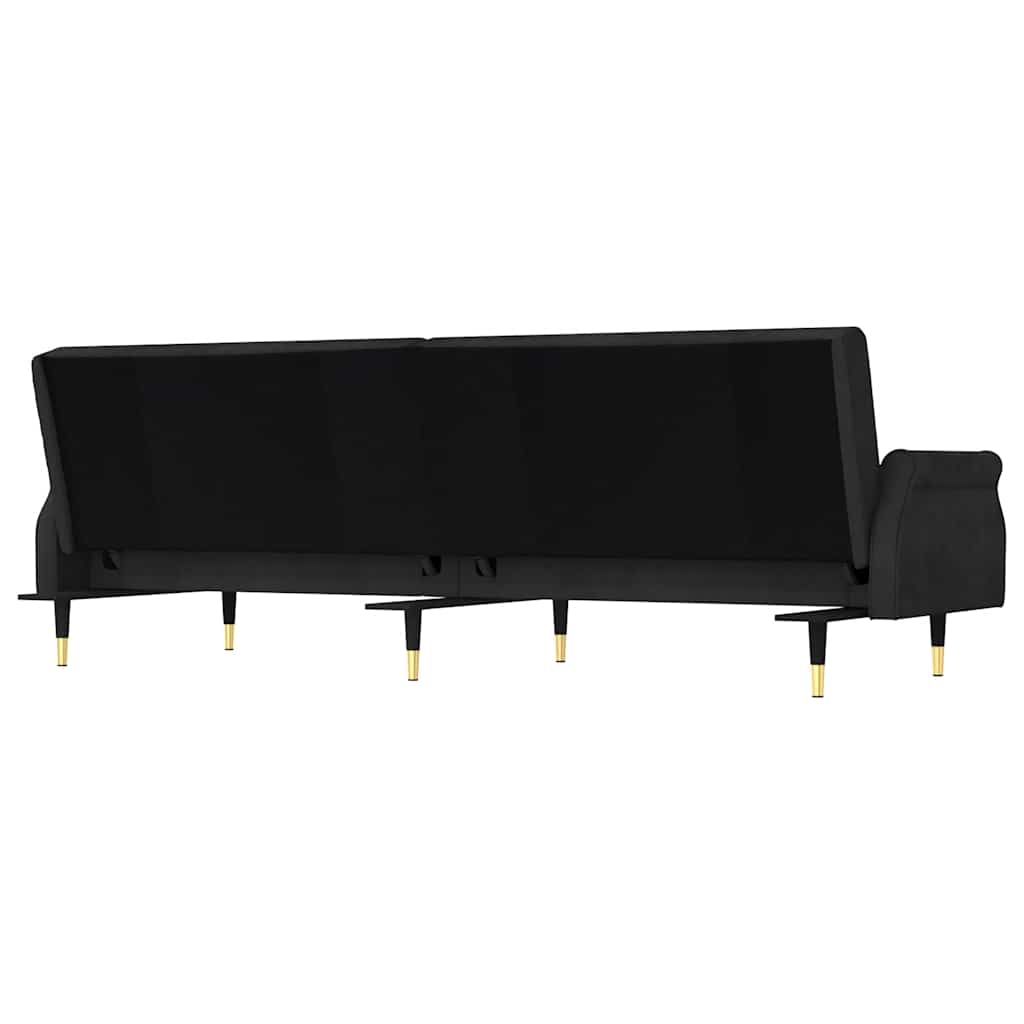vidaXL Schlafsofa mit Kissen Schwarz Samt