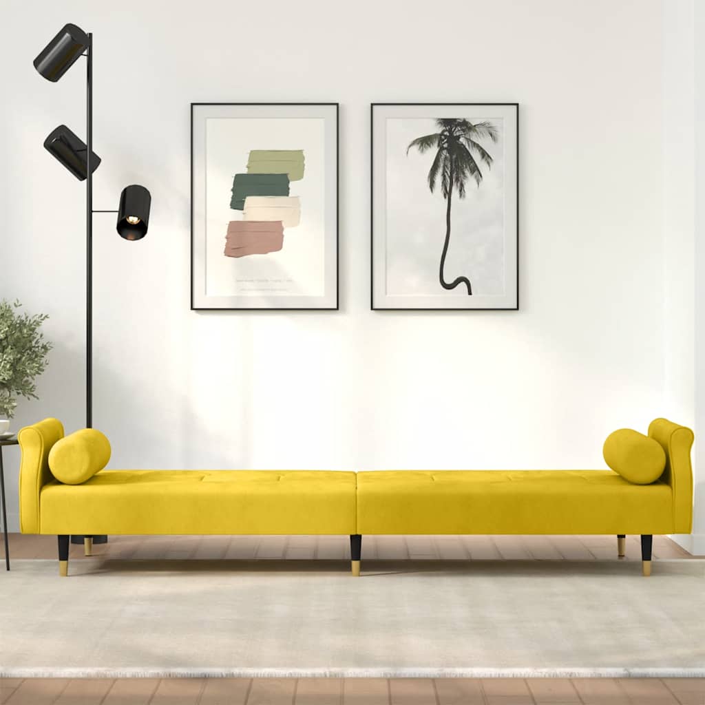 vidaXL Schlafsofa mit Kissen Gelb Samt