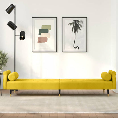 vidaXL Schlafsofa mit Kissen Gelb Samt