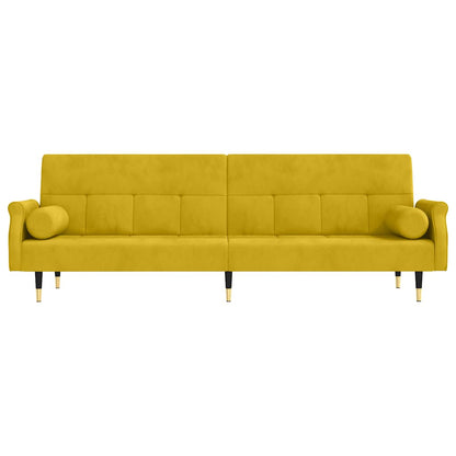 vidaXL Schlafsofa mit Kissen Gelb Samt