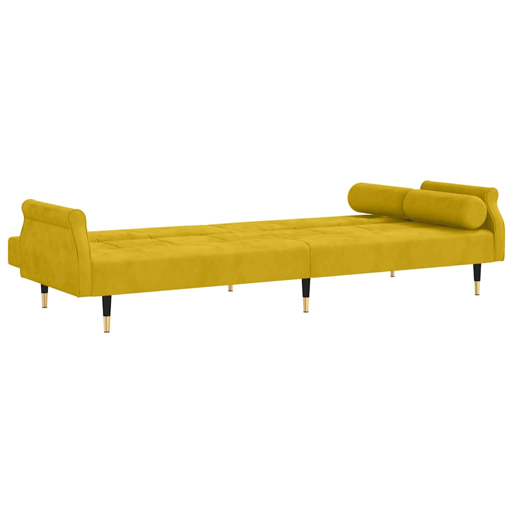 vidaXL Schlafsofa mit Kissen Gelb Samt