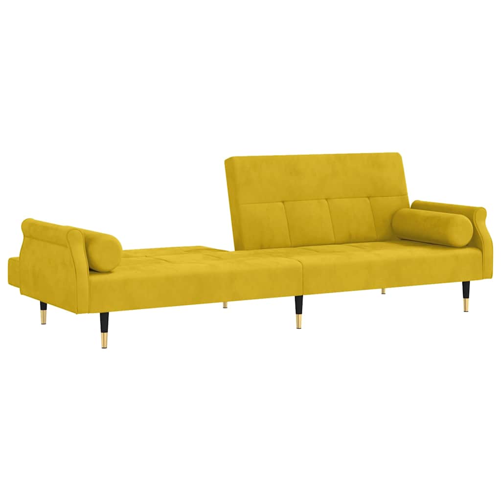 vidaXL Schlafsofa mit Kissen Gelb Samt