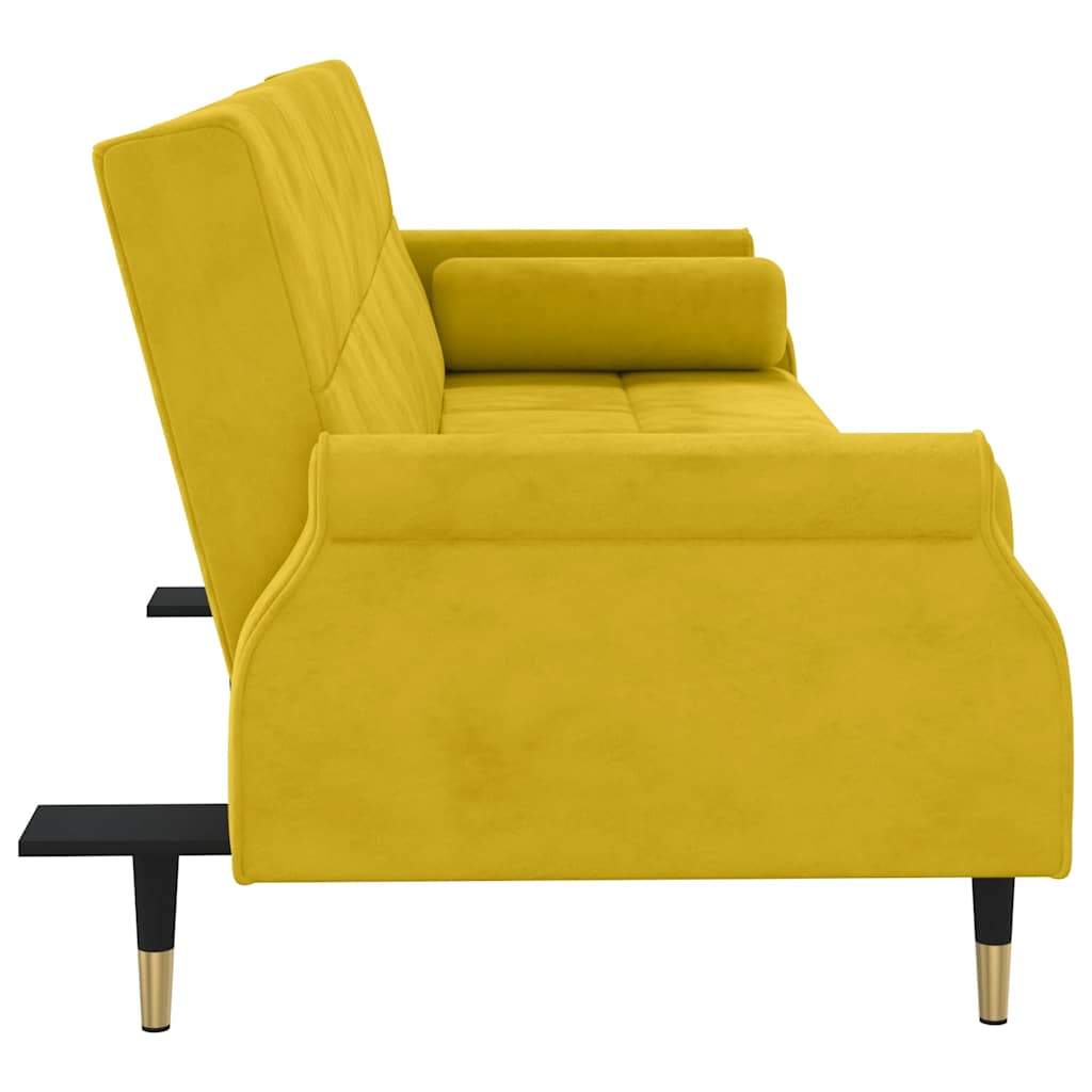 vidaXL Schlafsofa mit Kissen Gelb Samt