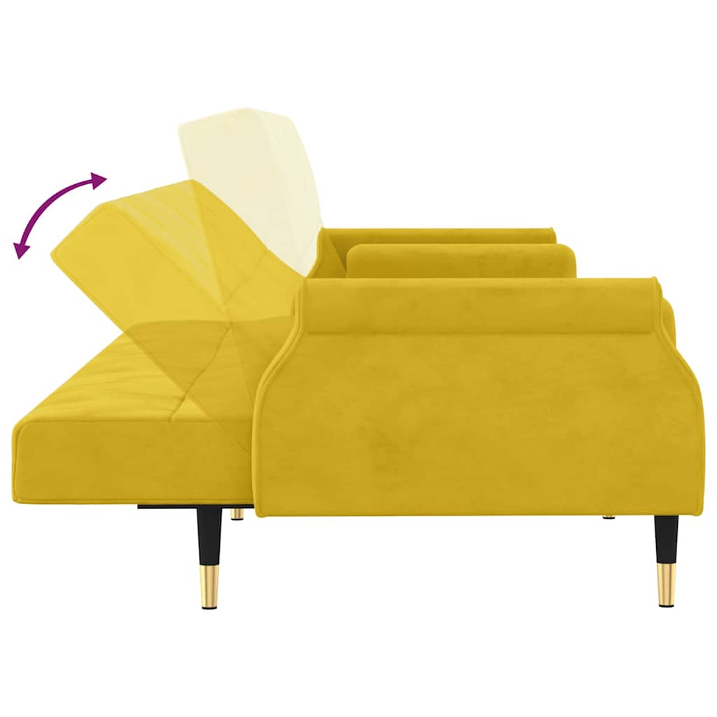 vidaXL Schlafsofa mit Kissen Gelb Samt