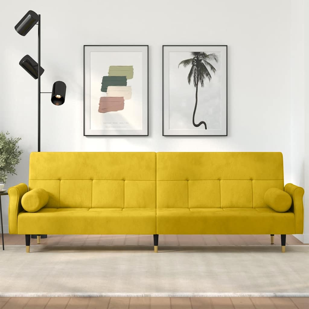 vidaXL Schlafsofa mit Kissen Gelb Samt