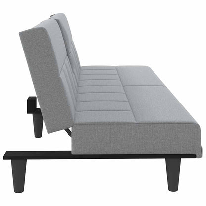 vidaXL Schlafsofa mit Getränkehaltern Hellgrau Stoff